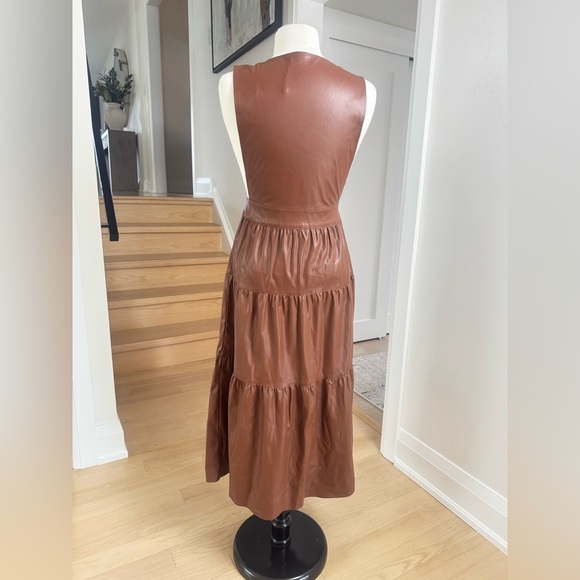 NWOT Zara Ruffled Faux Leather Pinafore Dress S - Picture 3 of 6